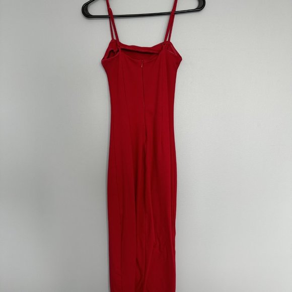 Dynamite Red Bodycon Midi Dress with Slit - Picture 2 of 3